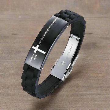 Bible Verse Black Bracelet | Matthew 19:26