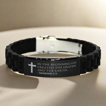 Bible Verse Black Bracelet | Genesis 1:1