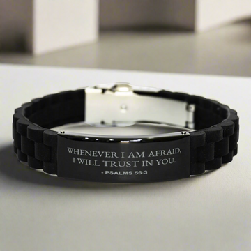 Bible Verse Black Bracelet | Psalms 56:3