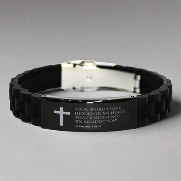 Bible Verse Black Bracelet | Psalms 119:11