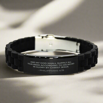 Bible Verse Black Bracelet | Philippians 4:19