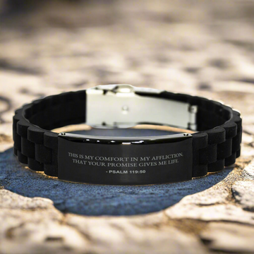 Bible Verse Black Bracelet | Psalm 119:50