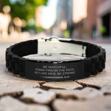 Bible Verse Black Bracelet | 1 Corinthians 16:13