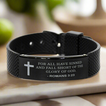 Bible Verse Black Bracelet | Romans 3:23
