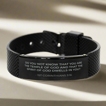 Bible Verse Black Bracelet | 1 Corinthians 3:16
