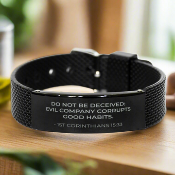 Bible Verse Black Bracelet | 1 Corinthians 15:33