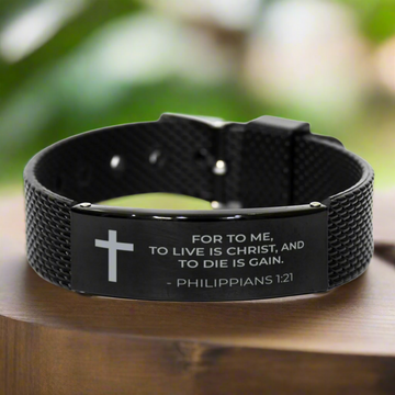 Christian Black Bracelet | Philippians 1:21