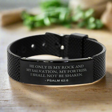 Bible Verse Black Bracelet | Psalm 62:6