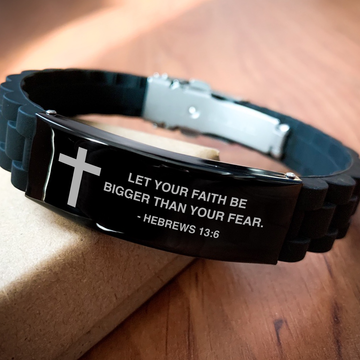 Bible Verse Black Bracelet | Hebrews 13:6