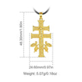 18K Gold Plated Silver Caravaca Cross Necklace with Angel and Mary Dimensions and Weight Xenos Jewelry