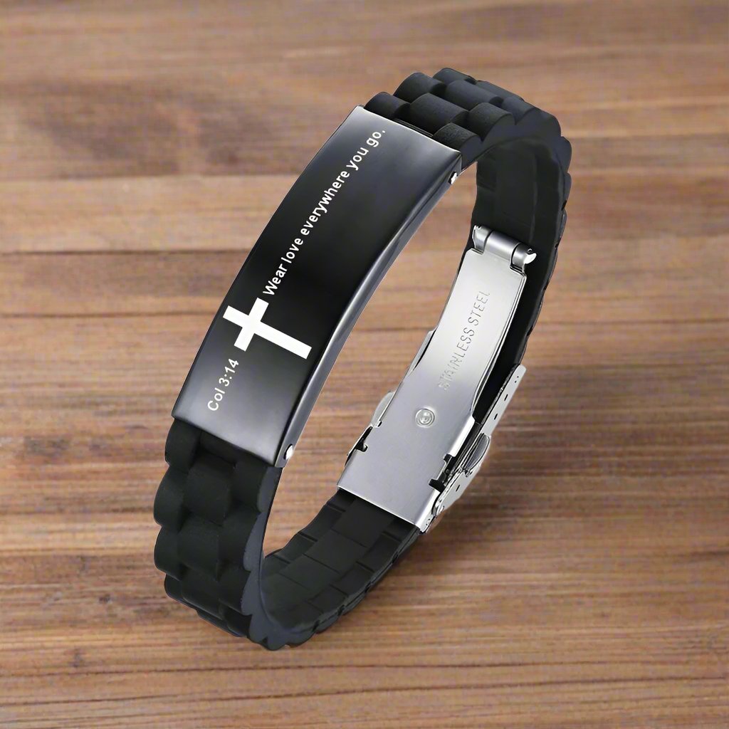 Bible Verse Black Bracelet | Colossians 3:14