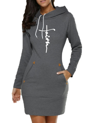 "Faith" Women's Slim Fit Hoodie Dress