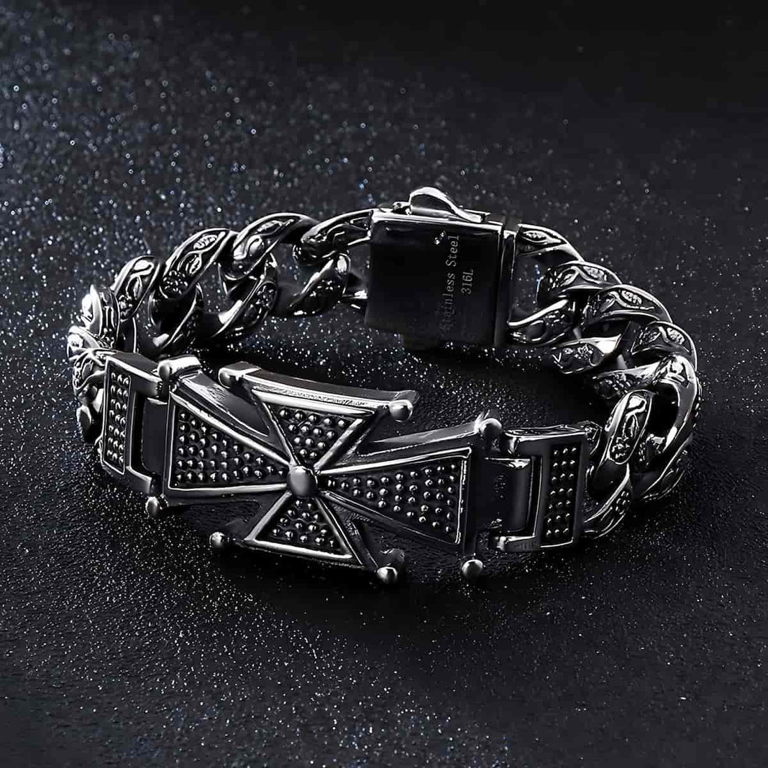 Mens Cross Bracelet Silver Xenos Jewelry