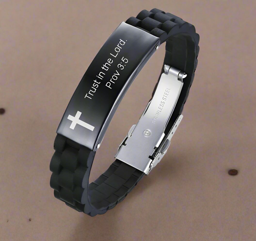 Bible Verse Black Bracelet | Proverbs 3:5