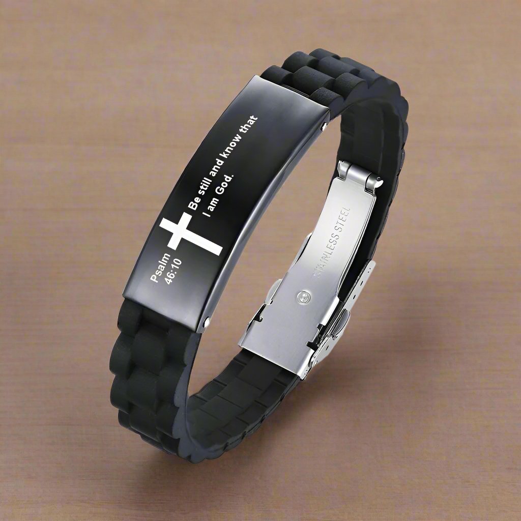 Bible Verse Black Bracelet | Psalm 46:10