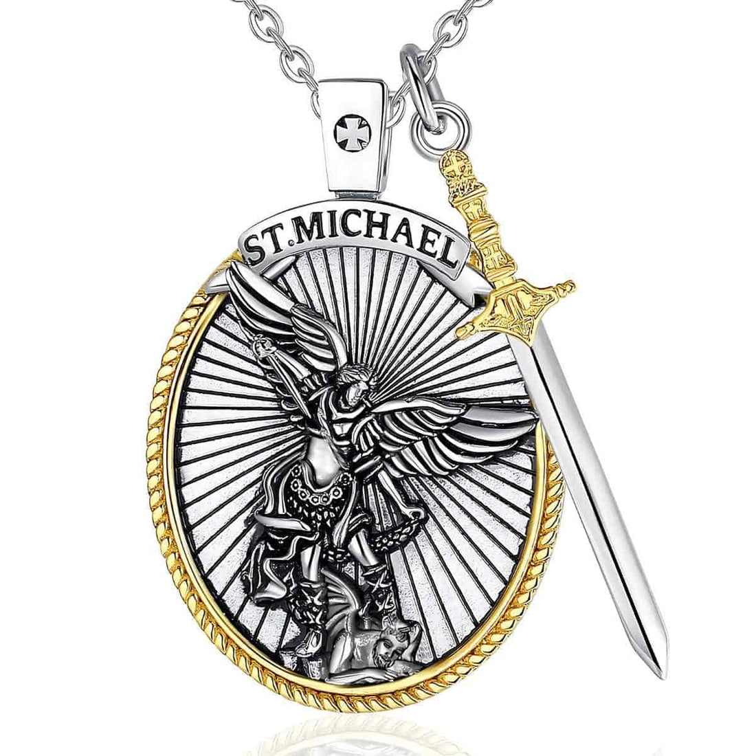 Saint Michael Necklace with Sword Pendant Only Xenos Jewelry