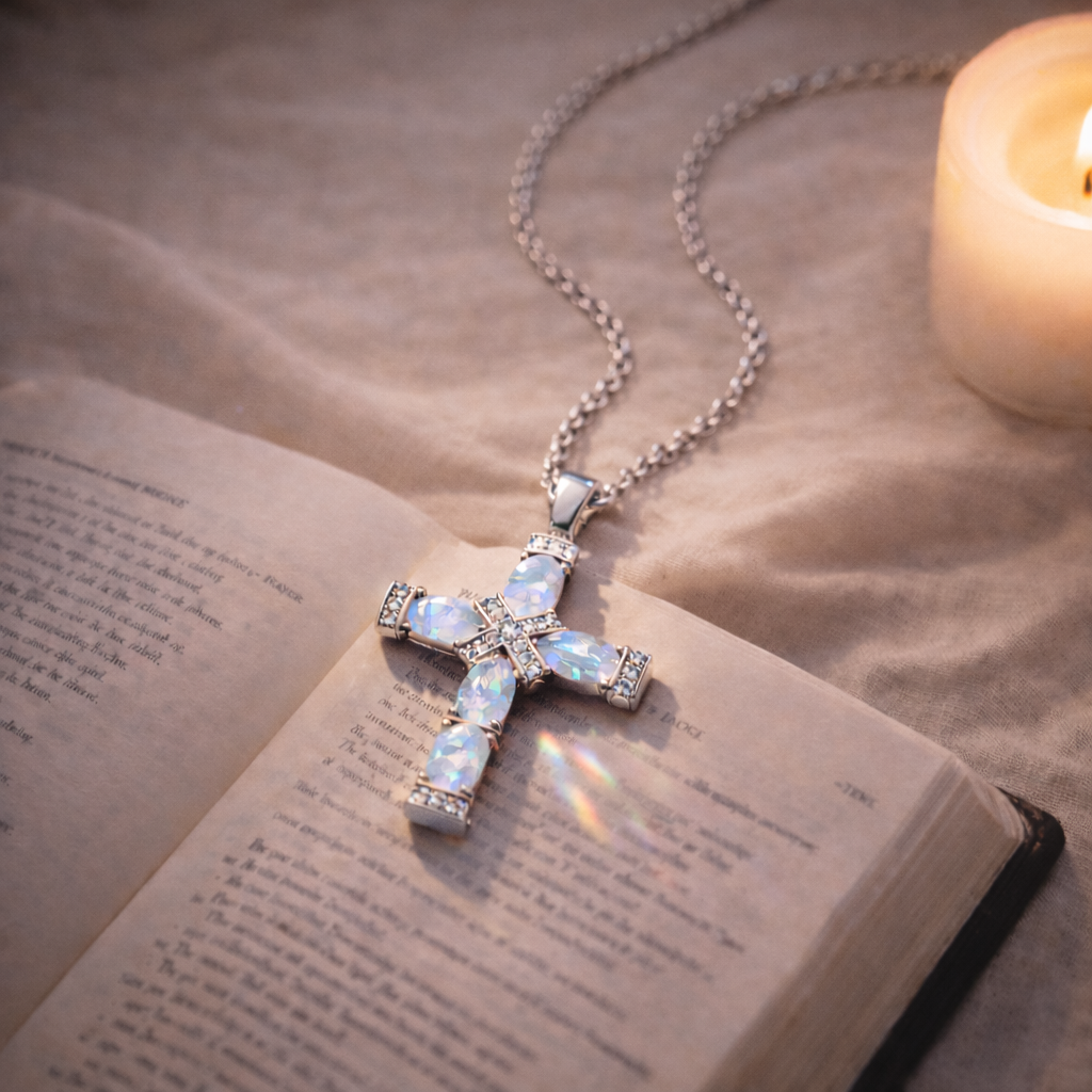 HeavenGlow Opal Cross Necklace | <i>Something Shifted</i>