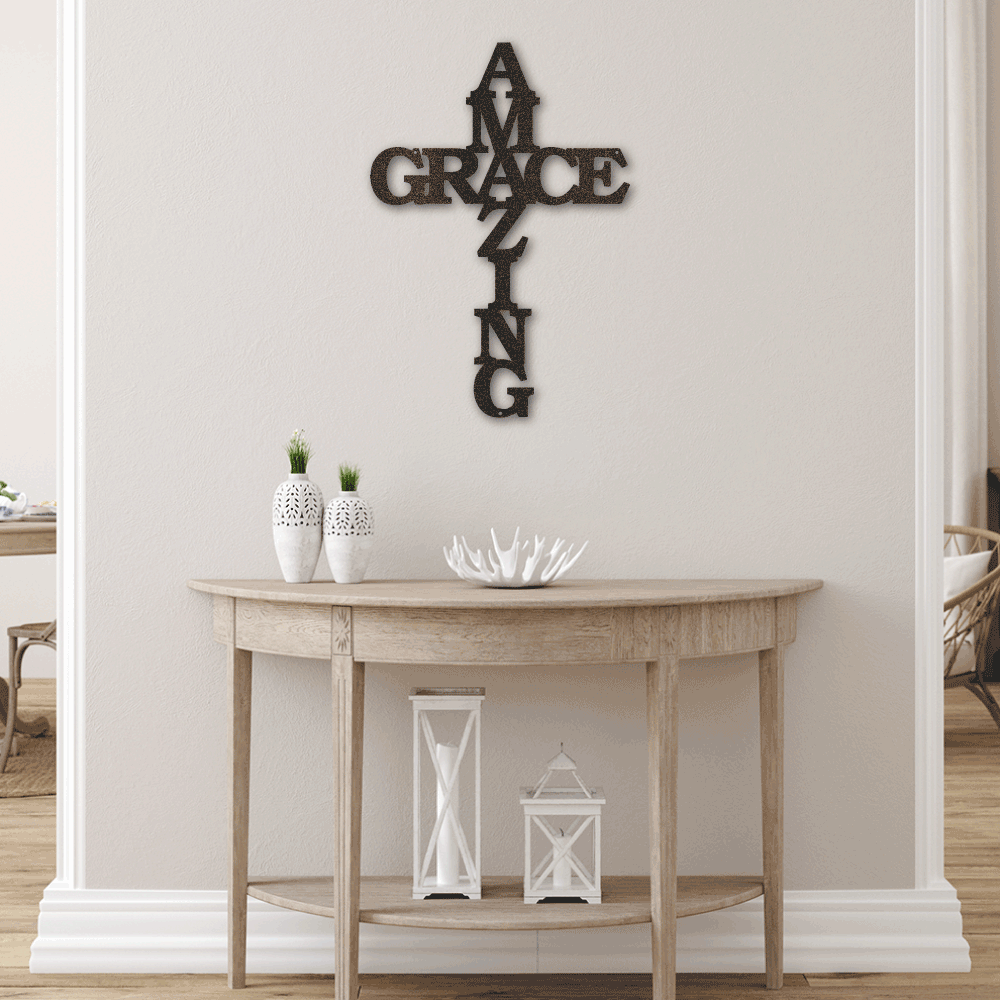 "Amazing Grace" Metal Cross Decor
